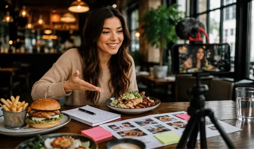 food influencer making content