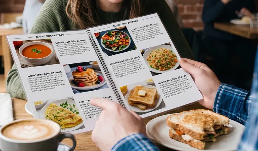 using pictures in restaurant menu design